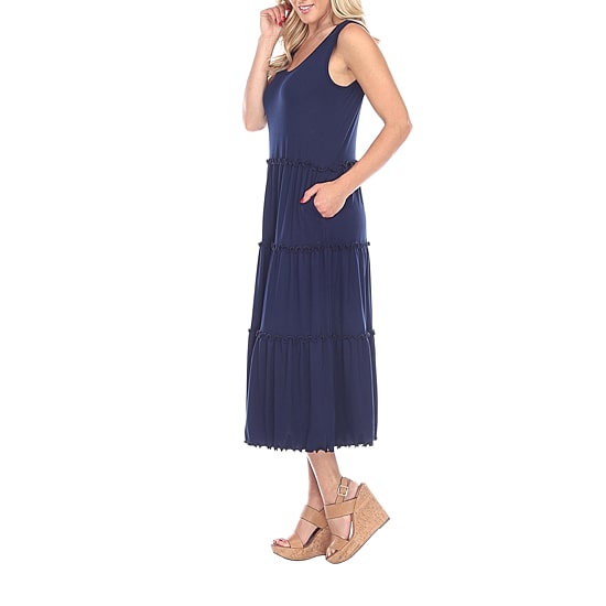 White Mark Womens Midi Scoop Neck Sleeveless Maxi Dress