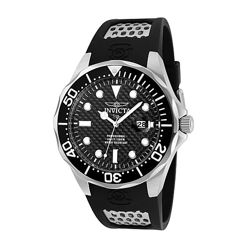 12558 22 mm Mens Pro Diver Quartz 3 Hand Black Dial Watch