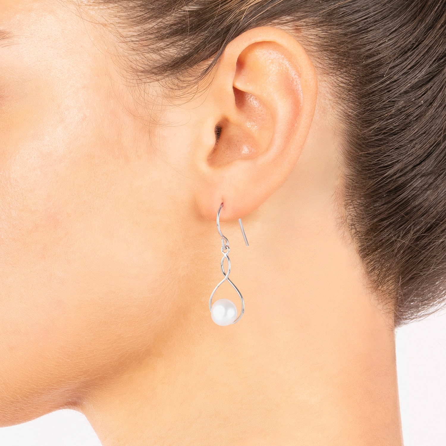 Silver Treasures Womens White Cultured Freshwater Pearl Sterling Silver Drop Earrings