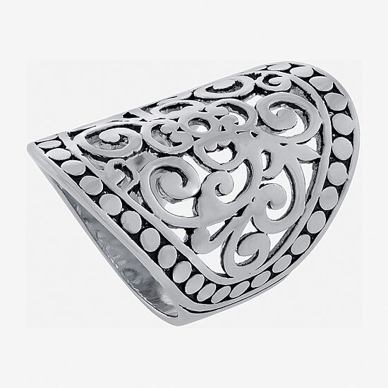 Sparkle Allure Womens Pure Silver Over Brass Oblong Cocktail Ring