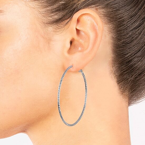 Silver Reflections Womens Hoop Earrings
