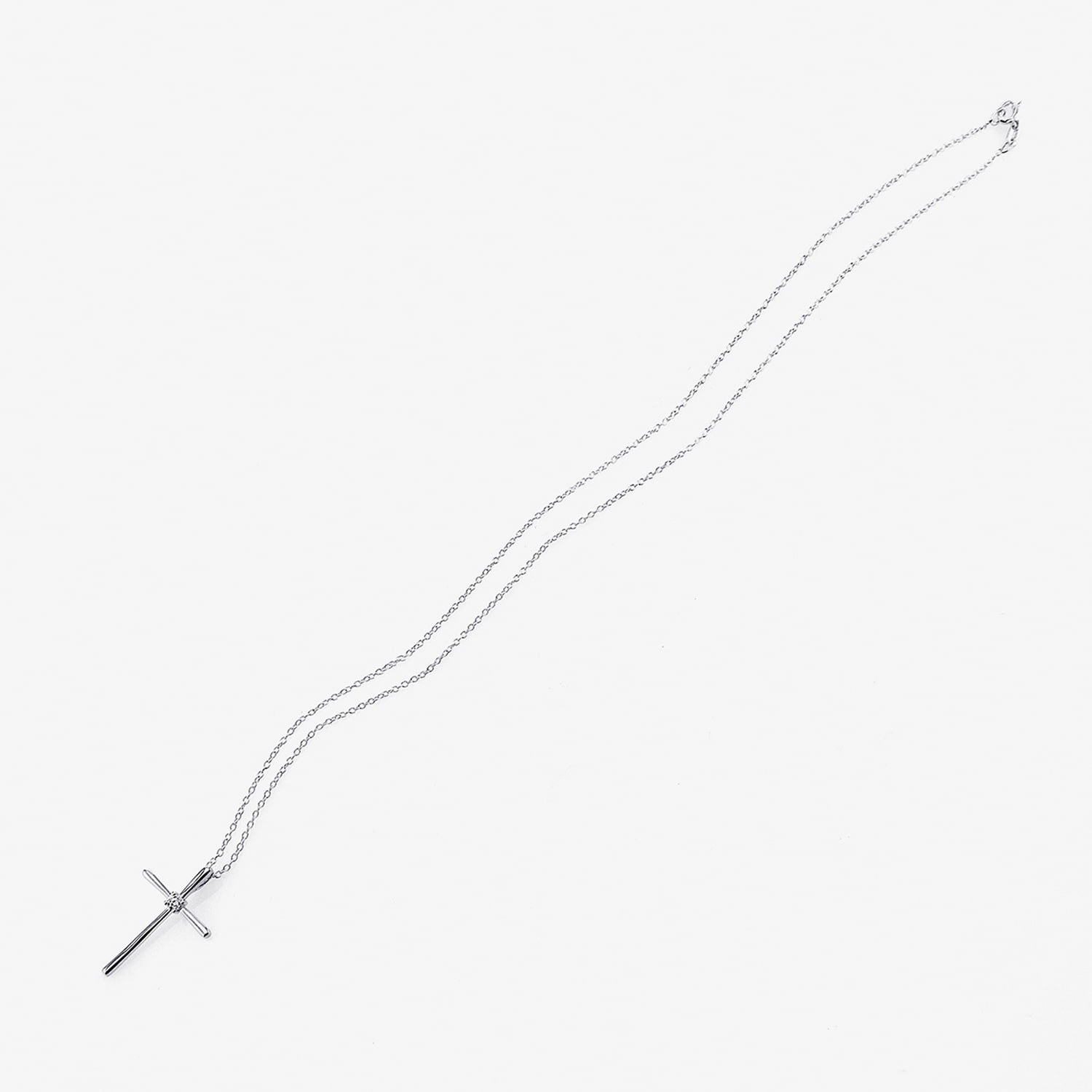 Silver Treasures Womens White Cubic Zirconia Sterling Silver Cross 18 Inch Pendant Necklace