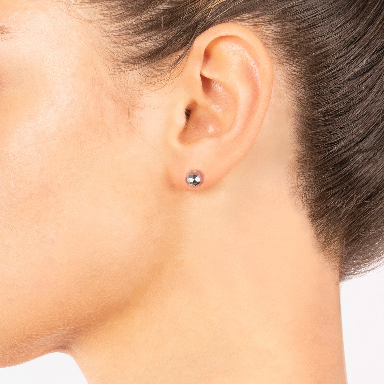 Silver Treasures Sterling Silver Diamond-Cut Ball Stud Earrings