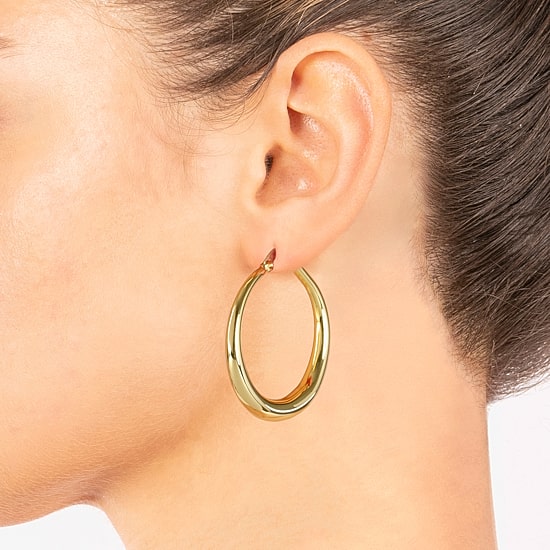Silver Reflections 14K Gold Over Brass Hoop Earrings