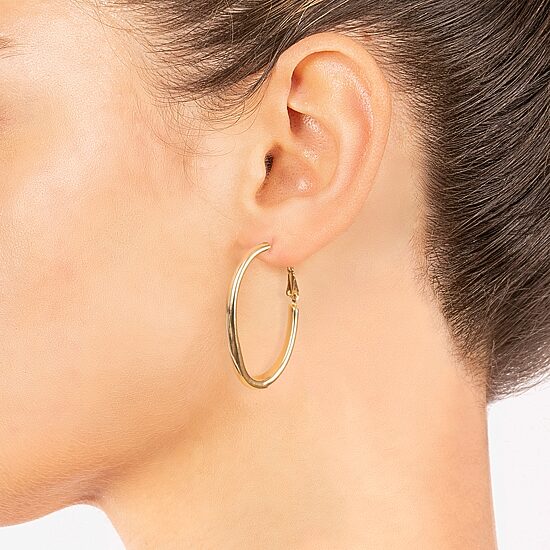 Silver Reflections 14K Gold Over Brass Hoop Earrings