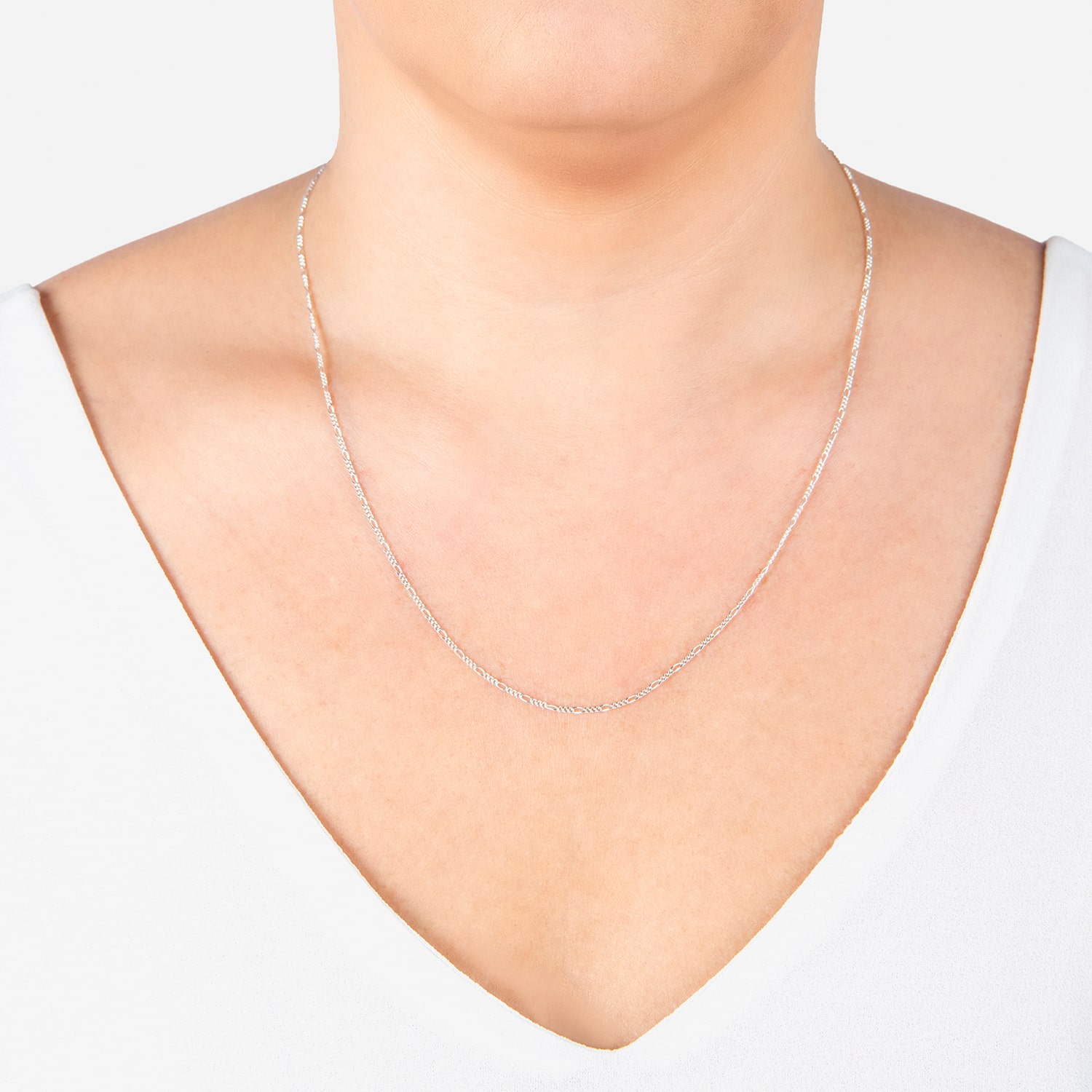 Silver Treasures Made in Italy Sterling Silver 18-20" Figaro Chain Necklace