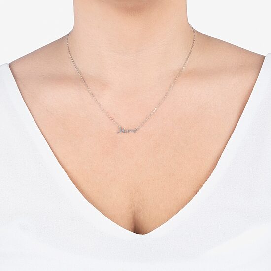 Silver Treasures Mama Womens Sterling Silver 16 Inch Pendant Necklace
