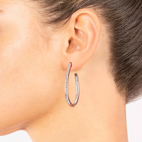Sparkle Allure Womens 14k Rose Gold Over Brass 35mm Hoop Earrings