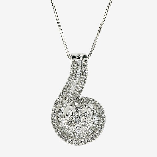Diamond Blossom Womens 3/4 CT. T.W. Natural White Diamond 10K Gold 18 Inch Pendant Necklace