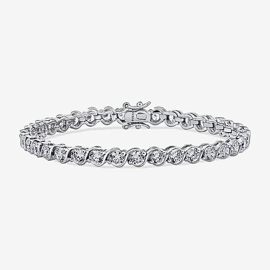 DiamonArt® White Cubic Zirconia Sterling Silver 8 Inch Tennis Bracelet