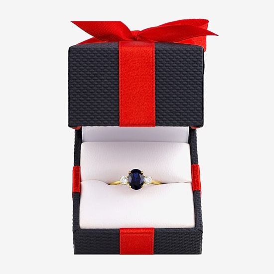 Gemstone 10K Gold 3-Stone Oval Cocktail Ring