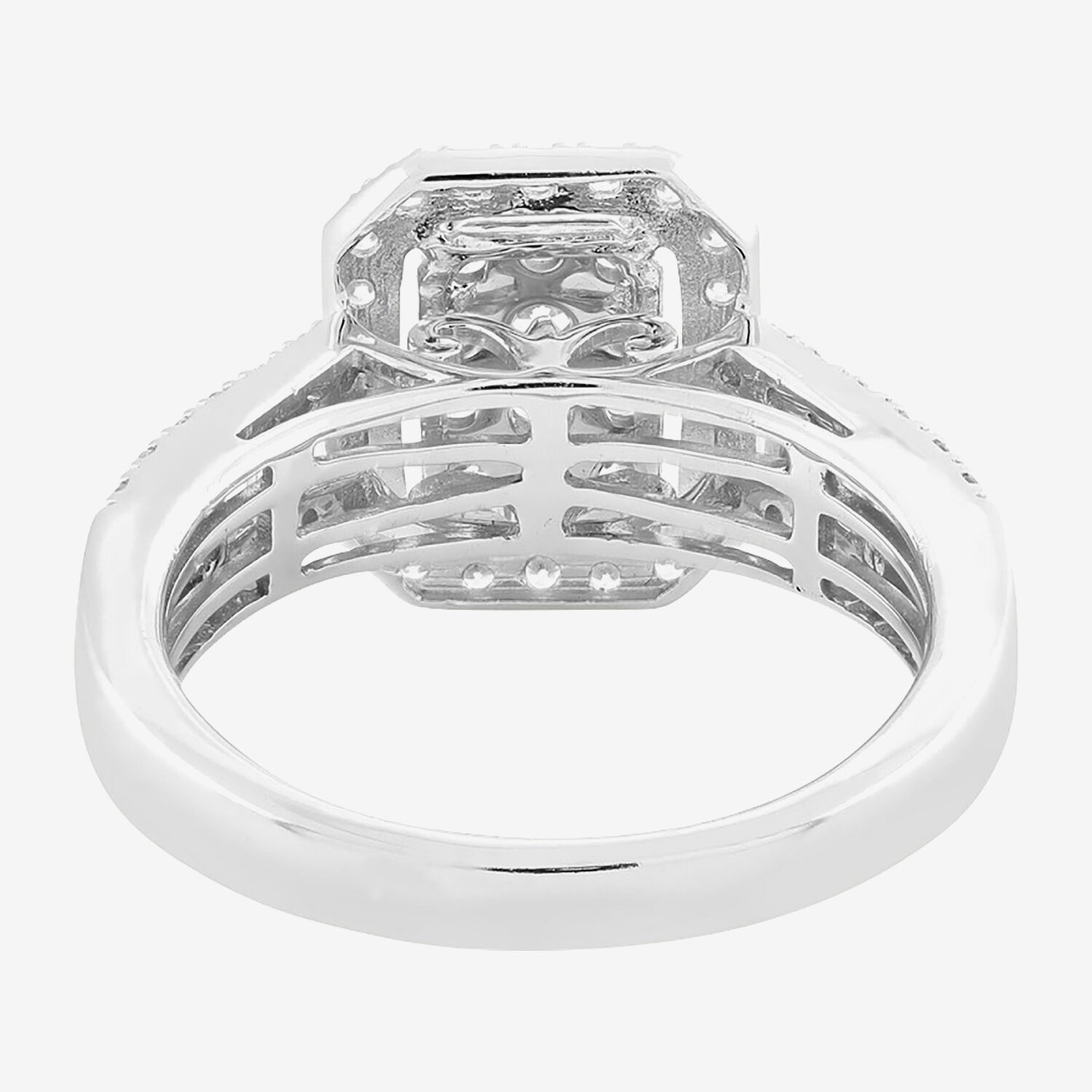 Womens 1 CT. T.W. Natural White Diamond 10K Gold Side Stone Halo Bridal Set