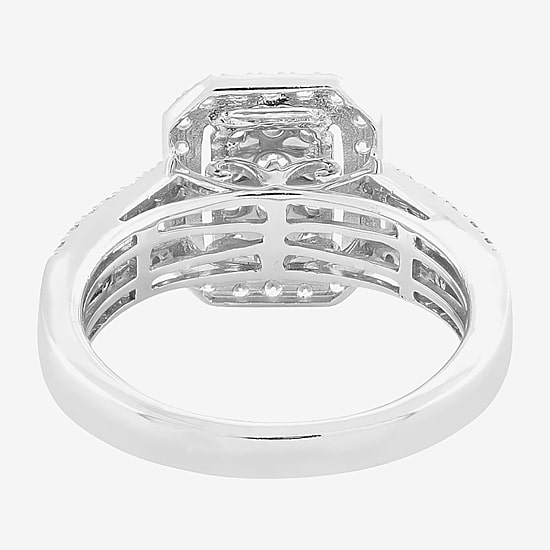 Womens 1 CT. T.W. Natural White Diamond 10K Gold Side Stone Halo Bridal Set