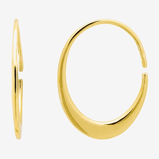 Silver Treasures Womens 14K Gold Over Silver 23.3mm Hoop Earrings