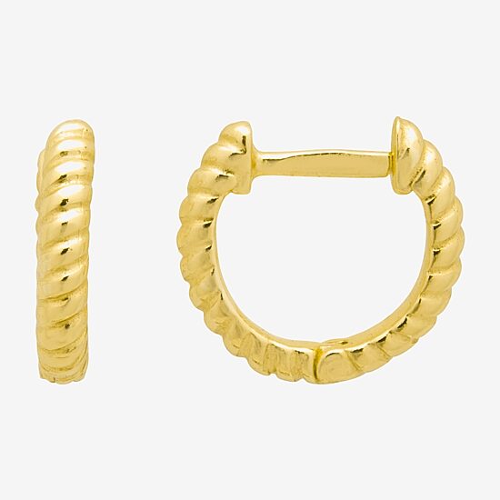 Silver Treasures Twisted Womens 14K Gold Over Silver 11.1mm Hoop Earrings
