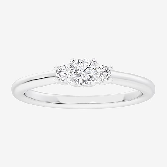 (G-H / Si1-Si2) Womens 1/3 CT. T.W. Lab Grown White Diamond Sterling Silver Side Stone 3-Stone Promise Ring