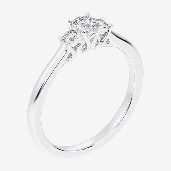 (G-H / Si1-Si2) Womens 1/3 CT. T.W. Lab Grown White Diamond Sterling Silver Side Stone 3-Stone Promise Ring