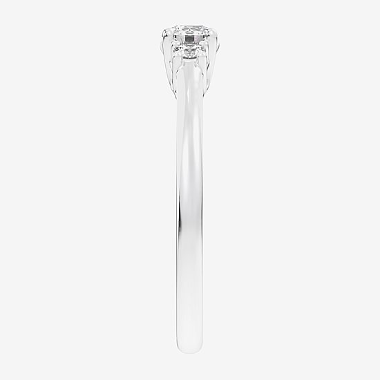 (G-H / Si1-Si2) Womens 1/3 CT. T.W. Lab Grown White Diamond Sterling Silver Side Stone 3-Stone Promise Ring