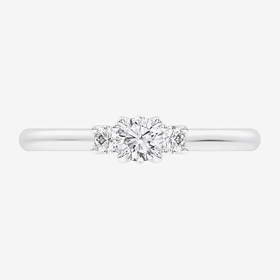 (G-H / Si1-Si2) Womens 1/3 CT. T.W. Lab Grown White Diamond Sterling Silver Side Stone 3-Stone Promise Ring