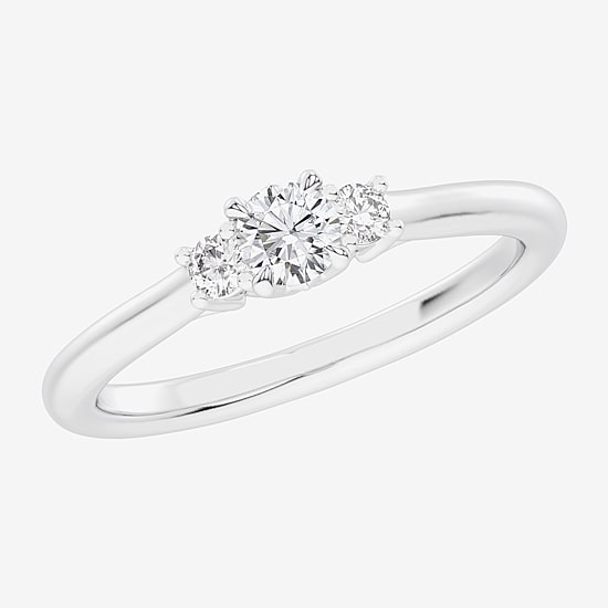 (G-H / Si1-Si2) Womens 1/3 CT. T.W. Lab Grown White Diamond Sterling Silver Side Stone 3-Stone Promise Ring