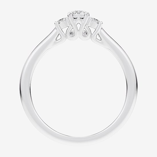 (G-H / Si1-Si2) Womens 1/3 CT. T.W. Lab Grown White Diamond Sterling Silver Side Stone 3-Stone Promise Ring