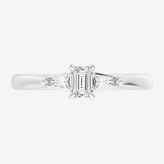 (G-H / Si1-Si2) Womens 1/3 CT. T.W. Lab Grown White Diamond Sterling Silver Side Stone 3-Stone Promise Ring