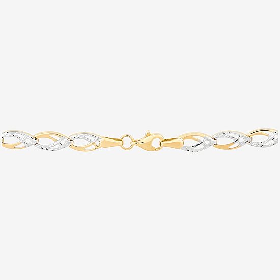 Womens 10K Gold 7.25 Inch Link Bracelet