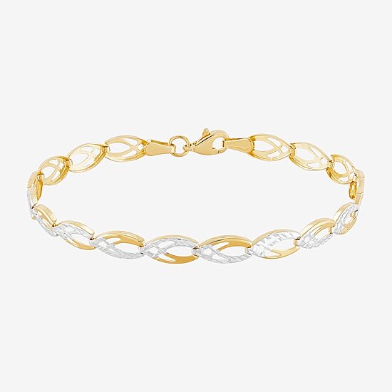 Womens 10K Gold 7.25 Inch Link Bracelet