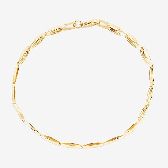 Womens 10K Gold 7.25 Inch Link Bracelet
