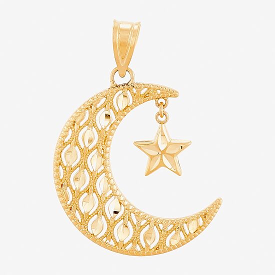 Womens 10K Gold Moon Pendant