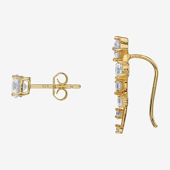 DiamonArt® 2 1/5 CT. T.W. White Cubic Zirconia 14K Gold Over Silver Ear Pins
