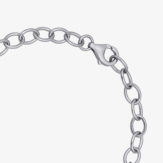 Diamonart Womens Cubic Zirconia Sterling Silver Cross Heart Charm Bracelet