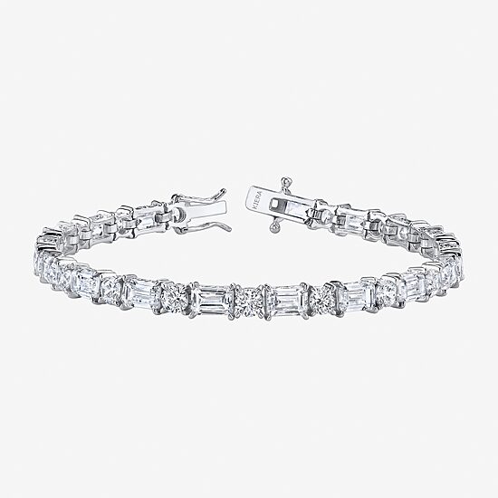 Diamonart Womens Cubic Zirconia Sterling Silver 7.25 Inch Tennis Bracelet