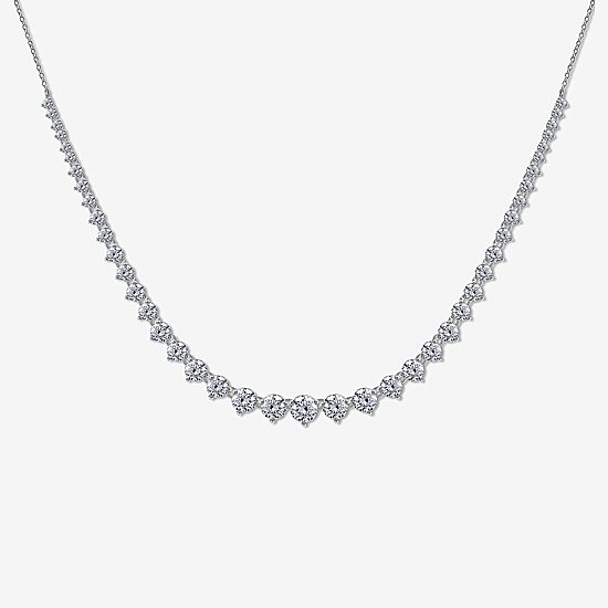Diamonart Womens White Cubic Zirconia Sterling Silver 20 Inch Tennis Necklace