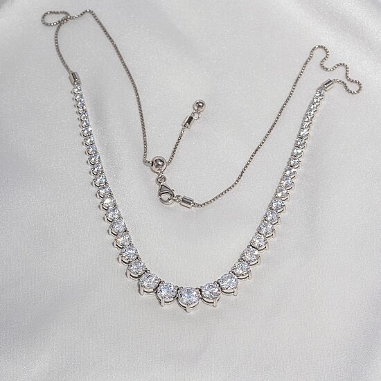 Diamonart Womens White Cubic Zirconia Sterling Silver 20 Inch Tennis Necklace