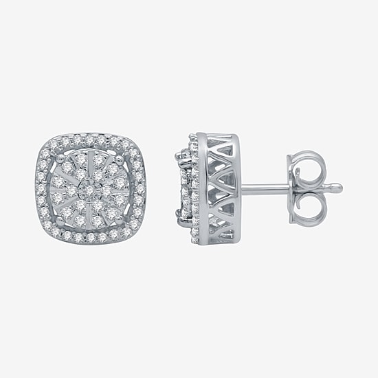 (H-I / I1) 1/3 CT. T.W. Lab Grown White Diamond Sterling Silver 9.1mm Stud Earrings