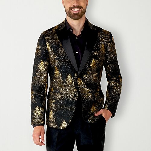 OppoSuits Men's Christmas Blazers - Festive Christmas Jackets - Black