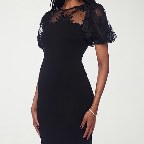 Premier Amour Womens Round Neck Short Sleeve Sheath Dress