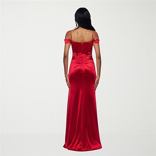 B. Smart Womens Juniors Sweetheart Neck Sleeveless Off the Shoulder Satin Bodycon Dress