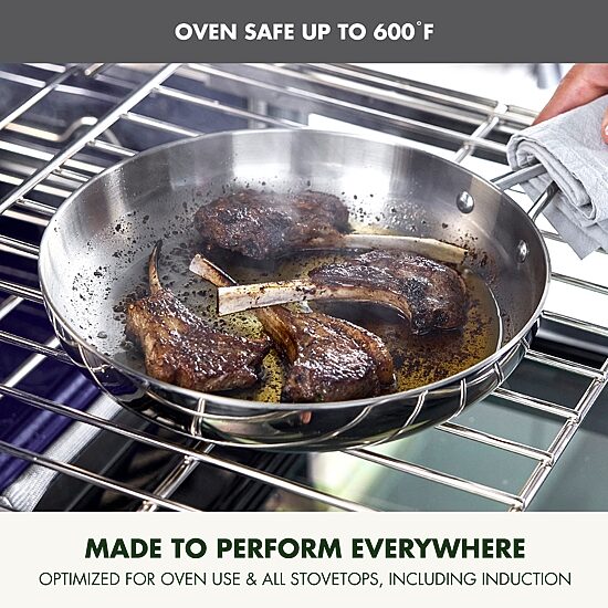 GreenPan Valencia Pro Stainless Steel Uncoated 2-Piece Frypan Set
