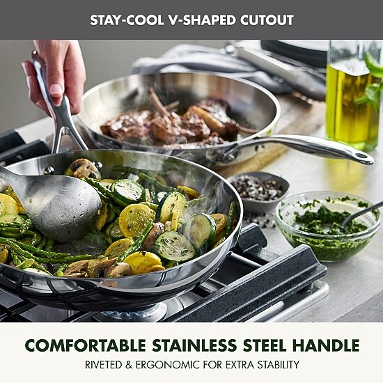 GreenPan Valencia Pro Stainless Steel Uncoated 2-Piece Frypan Set