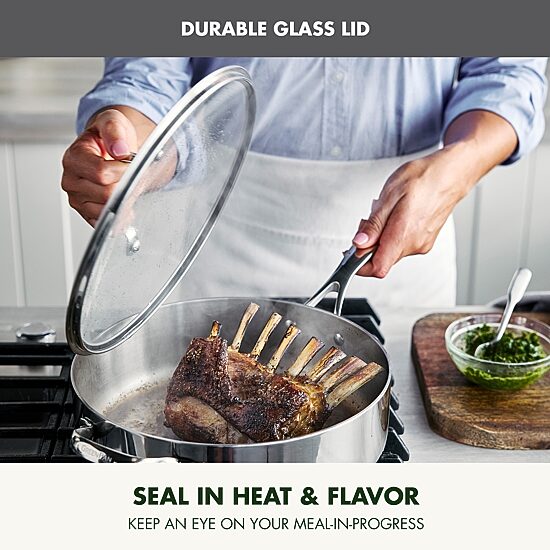 GreenPan Valencia Pro Stainless Steel Uncoated 5-qt. Sauté Pan with Lid