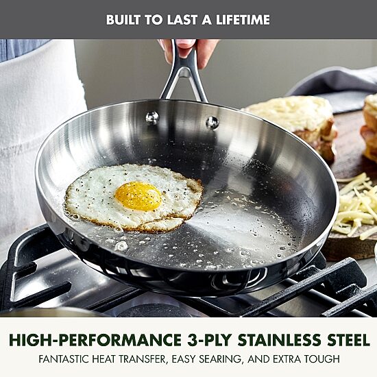 GreenPan Valencia Pro Stainless Steel Uncoated 12” Frypan