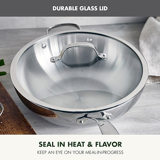GreenPan Valencia Pro Stainless Steel Uncoated 12” Wok with Lid