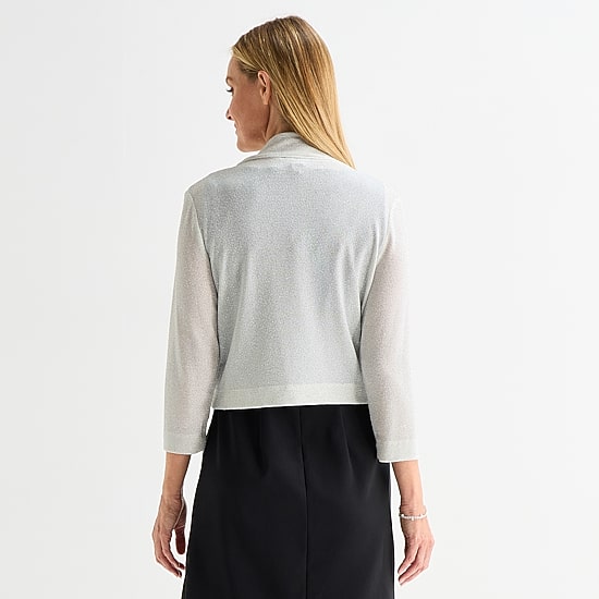 Perceptions Womens 3/4 Sleeve Glitter Shrug