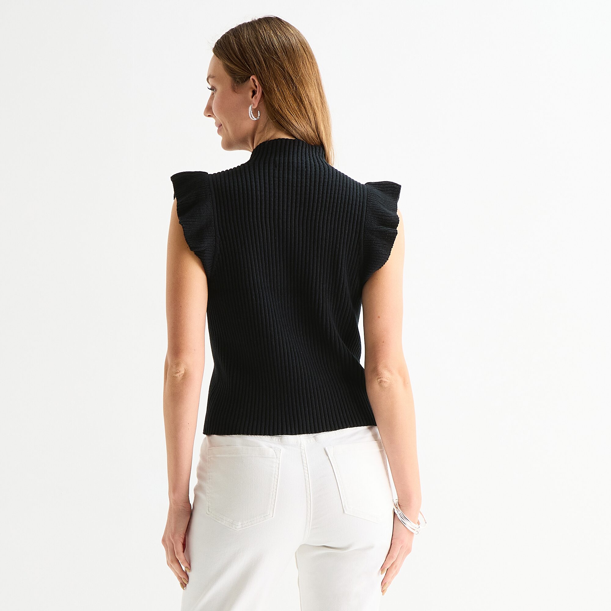 Liz Claiborne Womens High Neck Short Sleeve Pullover Sweater