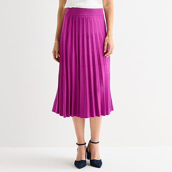 Liz Claiborne Womens Midi Pleated Skirt