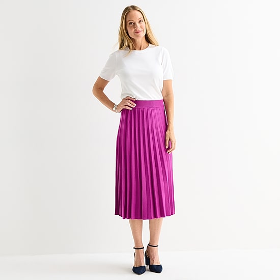 Liz Claiborne Womens Midi Pleated Skirt