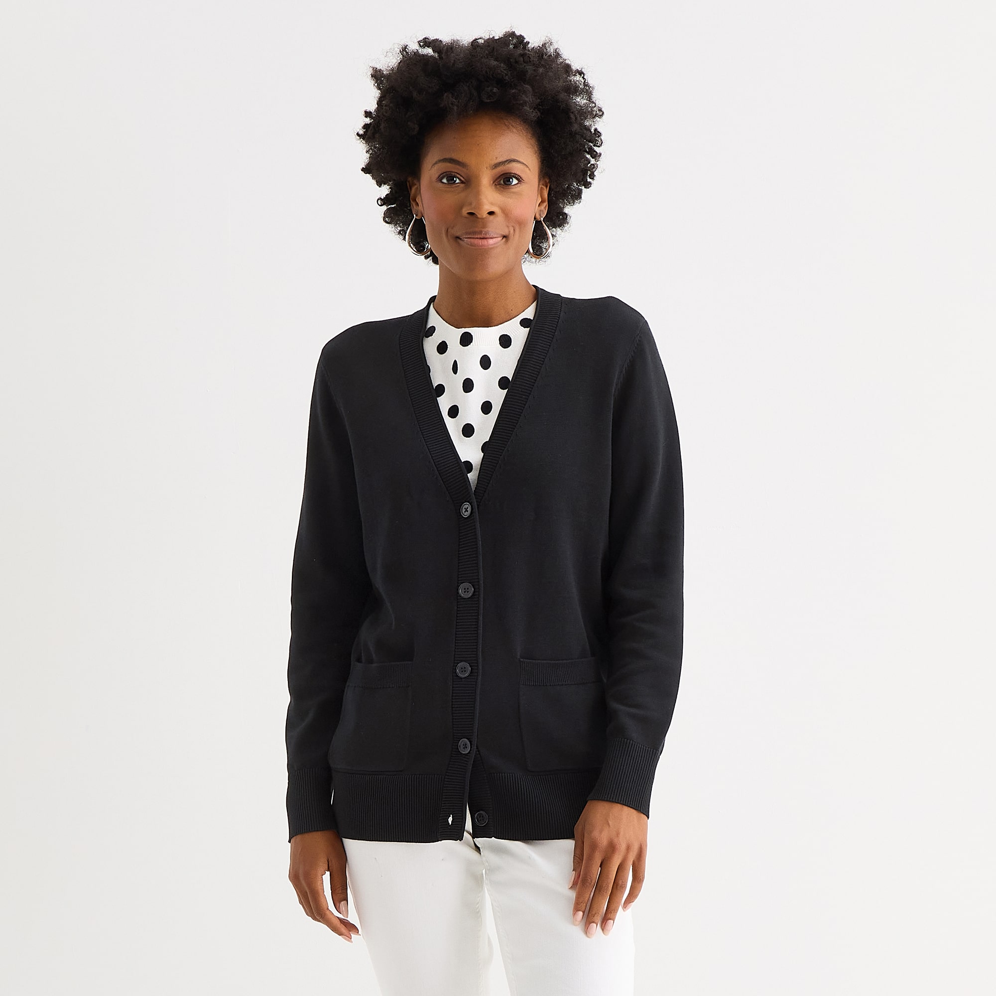 Liz Claiborne Womens V Neck Long Sleeve Button Cardigan