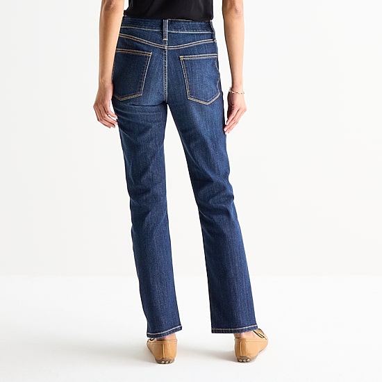 St. John's Bay Womens Mid Rise Secretly Slender Straight Leg Jean